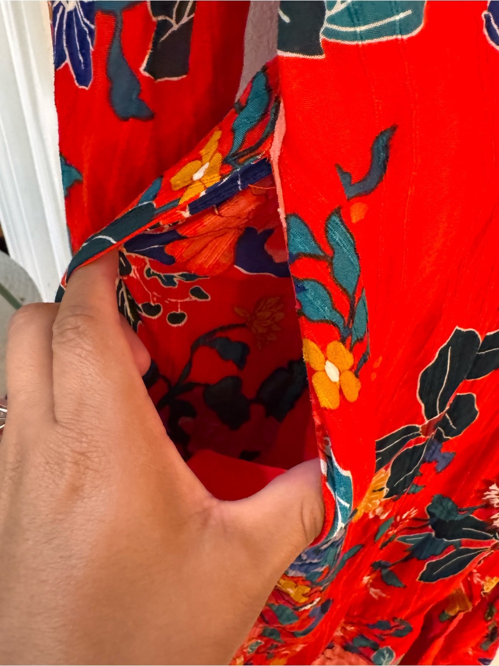NWT Anthropologie Red Floral Wrap Midi Dress W/Tie Waist Long Sleeve Bohemian - Picture 11 of 13